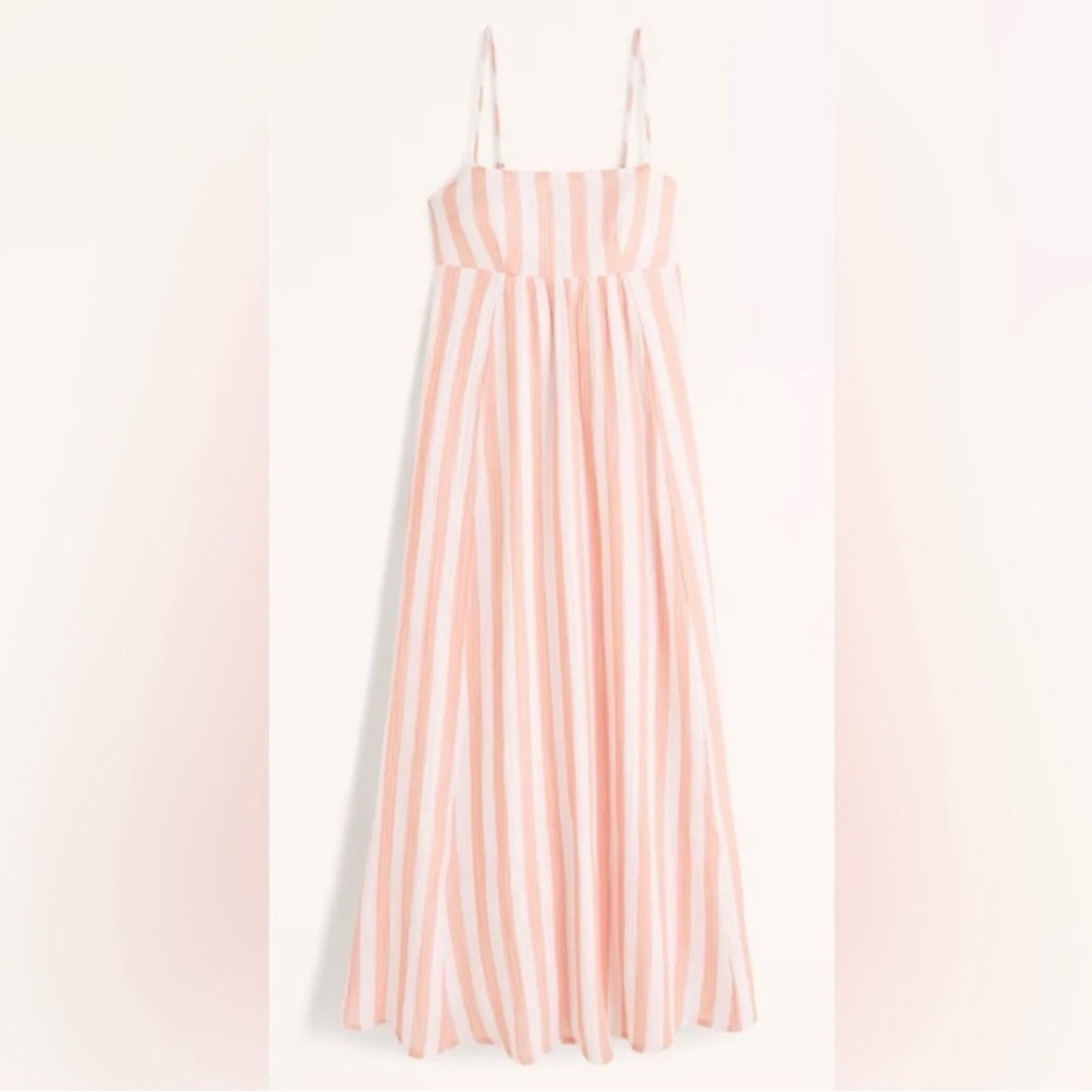 Pink and White Striped Maxi Dress